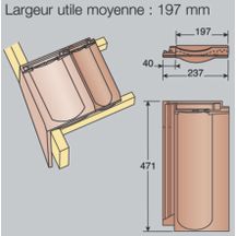 Trois-quart de tuile ardoisé pour Jura Nova KOR 8030