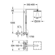 Colonne de douche avec mitigeur thermostatique Euphoria Cube System 230 Chromé 26087000