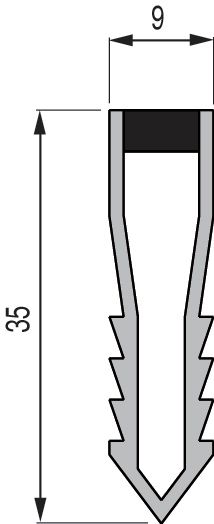 Joint de fractionnement à encastrer - PVC gris - 9x35 mm - L. 2,5 m