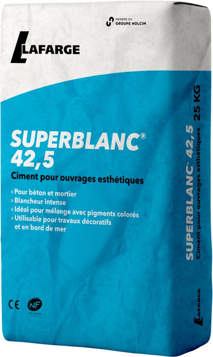 LAFARGE CIMENT Ciment Super Blanc CEM II A LL 42 5 N CE PM CP2 NF Le Teil sac de 25 kg POINT.P