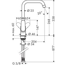 Mitigeur d'évier FOCUS, bec orientable en 3 étapes 110°, 150° ou 360°, chromé réf. 31820000