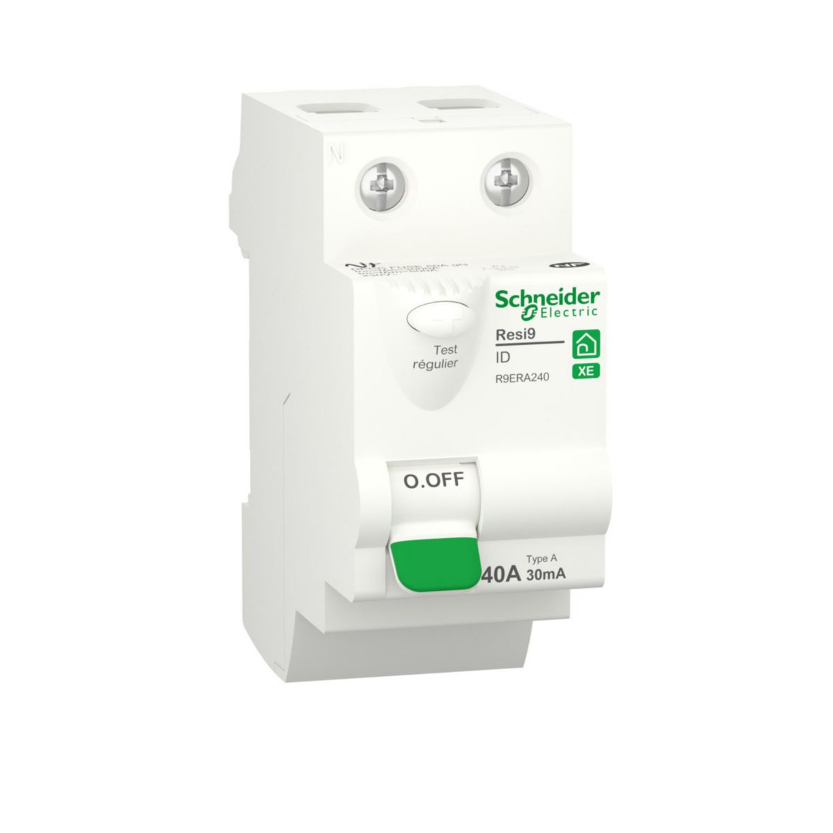 Interrupteur différentiel embrochable Resi9 XE - 2P - type A - 30 mA - 40A