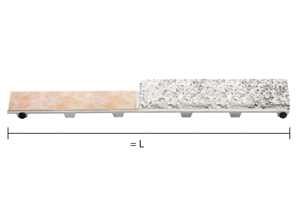 Support à carreler Schlüter-KERDI-LINE-D sans cadre pour caniveau de douche à l'italienne - inox V4A - L. 79 cm