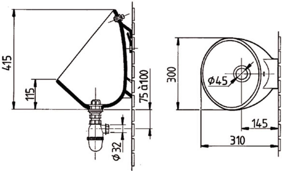 Bonde et siphon pour urinoir COQUILLE 2 en polypropylène réf. E62090-NF