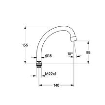 Bec tubulaire orientable -13072000 - laiton chromé - M 22x1