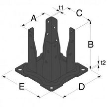 Pied poteau jardin boulonner 90 x 90 mm noir Réf. AG527PB