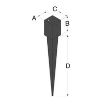 Pied poteau jardin noir à enfoncer 70 x 70 x 620 mm Réf. PPJNET70/620