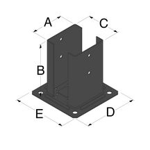 Pied poteau Claustra 90 x 90 mm peint + fixation Réf. KITFIX PPJNC90PB