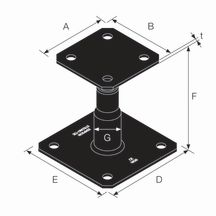 Pied de poteau réglable en hauteur - noir - 100x100/130x130 mm - H. 100/150 mm