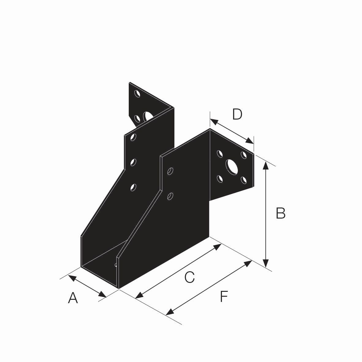 Sabot à ailes extérieur SAEPB - noir - 46x84x102 mm - l. ailes 41,5 mm - ép. 2 mm