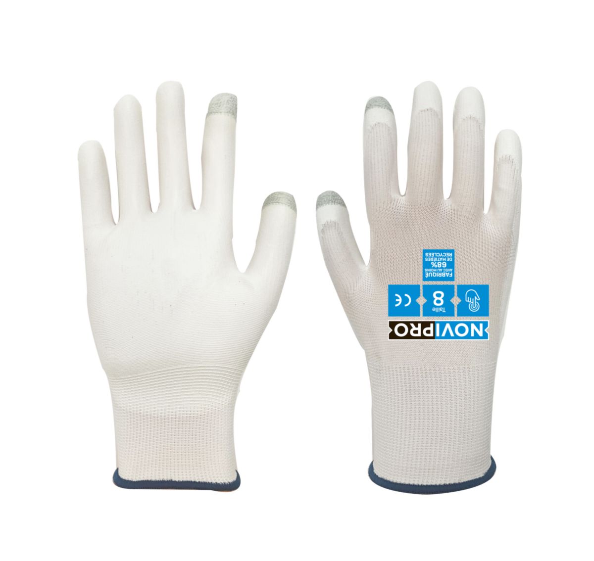 Lot 5 gants manutention de précision - milieu sec - travaux soignés - taille 8 Novipro