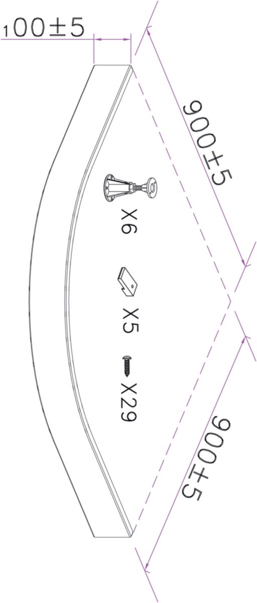 Set pied et tablier pour receveur de Cabine Alterna Concerto 2 1/4 cercle 90 x 90 x 10 cm