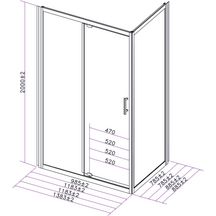 Paroi pour Cabine Alterna Concerto 2 accès de face porte pivotant 140 x 90 cm