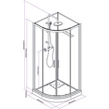 Receveur Alterna pour cabine Concerto 2 1/4 cercle90 x 90 x 4 cm, vidage intégré