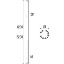 Porte-rideau droit extensible tube aluminium poli embouts caoutchouc réf. 004052