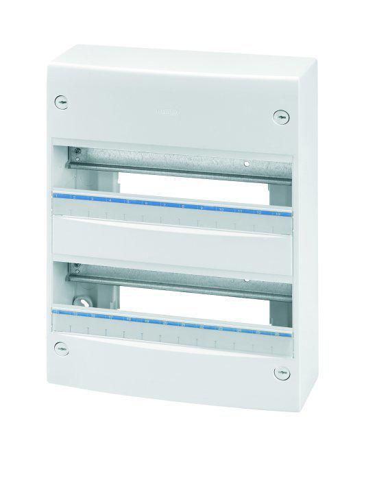 Coffret de distribution saillie standard français - blanc RAL 9016 - sans porte - 26 modules (13x2) - 250x350x93,5