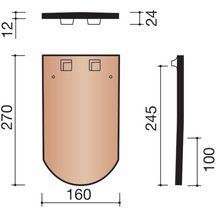 Tuile plate Saint-Vincent terre cuite ambre foncé 160x270 mm