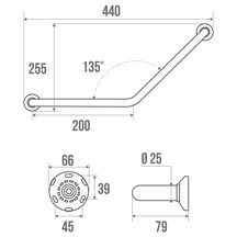 Barre appui symétrique coudée à 135° dimension 200 X 200 D 75 tube D 25 réf. 043532