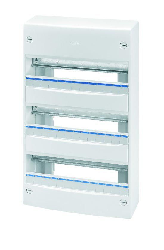 Coffret de distribution saillie standard français - blanc RAL 9016 - sans porte - 39 modules (13x3) - 250x475x93,5