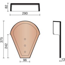 Fronton de faîtière-arêtier demi-ronde Seltz n°2 terre cuite rouge naturel 290x375 mm