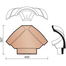 Rencontre 3 directions à emboîtement pour faîtière-arêtier demi-ronde Nuage pour Plate 18x38, Optima, Tradi 12, Jura Nova, Alegra, Panne , Romane et Opalys B0005000