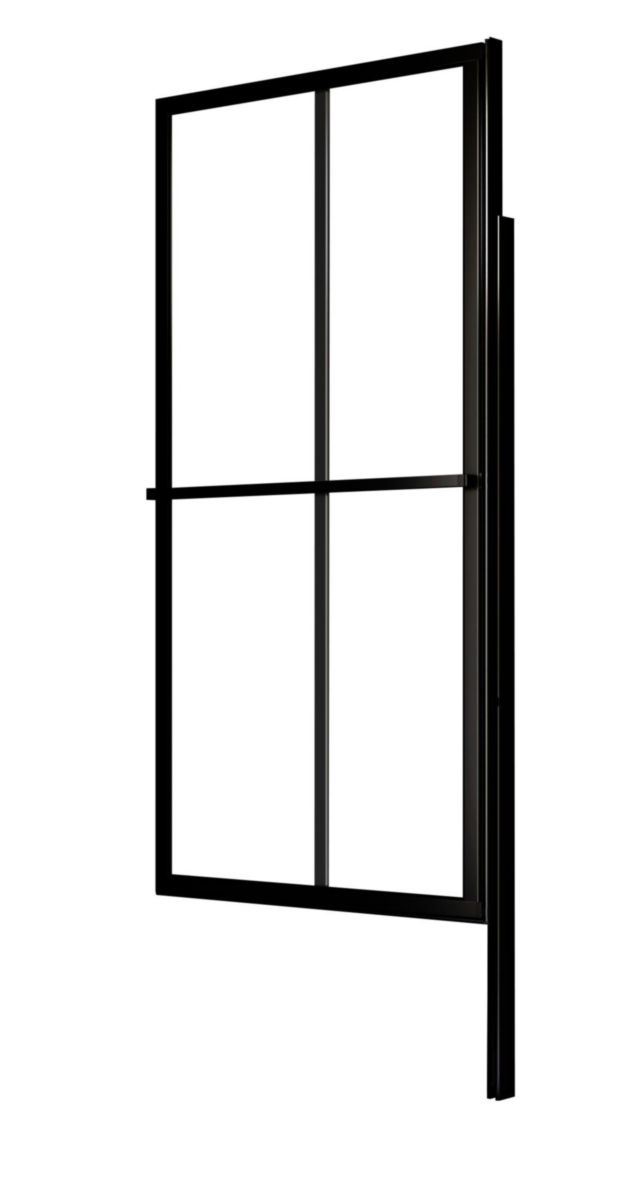 Pare-bain relevable Alterna Concerto 1 volet 1/2 pivotant profilé noir 140 x 106 cm épaisseur verre 3 mm