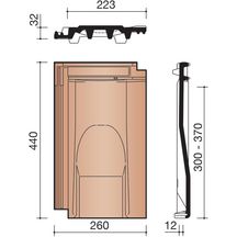 Tuile chatière JPV 2 terre cuite ardoise 440x260 mm