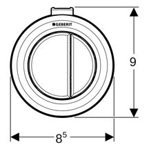 Déclenchement à distance Geberit type 01, pneumatique, pour rinçage double touche, poussoir apparent blanc alpin réf 116048111