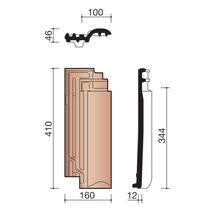 Demi-tuile Panne terre cuite rouge naturel 410x160 mm