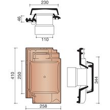 Kit tuile à douille 110mm avec connexion et chapeau 8941 rouge pour Panne KOR BPAN8724