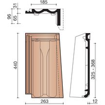 Tuile de rive à rabat droit Tradi 12 terre cuite rouge naturel 440x263 mm
