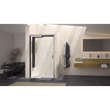 Paroi de douche Flat C porte coulissante pour montage en niche  160cm fixe à droite profilé chromé et poignée intégrée Réf. PA766CTNED