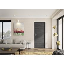 Bloc-porte alvéolaire à rive droite Milano - décor chêne foncé - huisserie FDC 74/97 - serrure PDDT - poussant droit - 204x73 cm