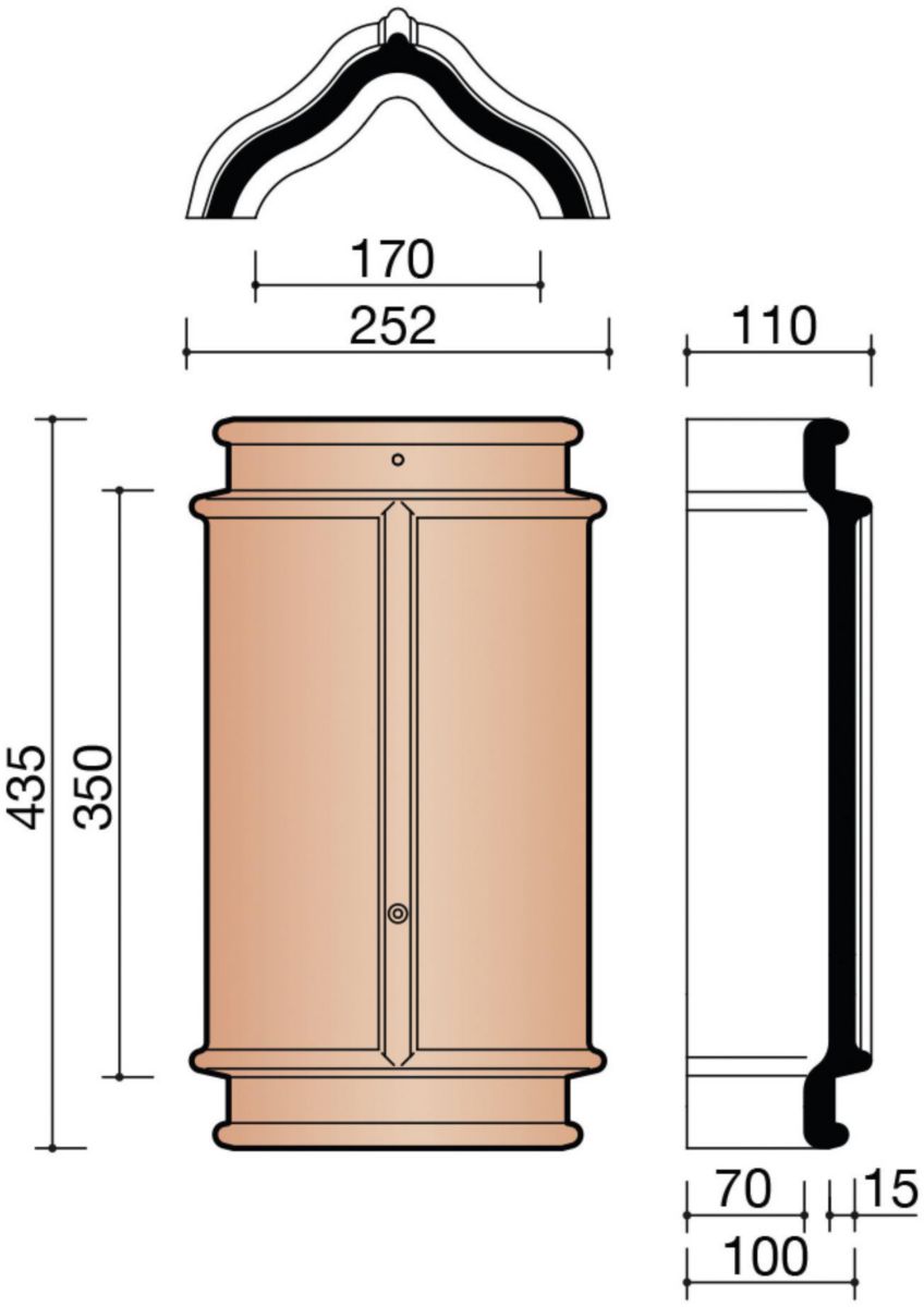 Faîtière double emboîtement Standard nuagé pour Actua, Duplex, Vauban 2, Prima, Méga, Standard, Jura Nova et JPV 2 KOR M0001330