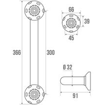 Barre appui droite 30 cm, tube laiton chromé D 32 mm réf. 381933