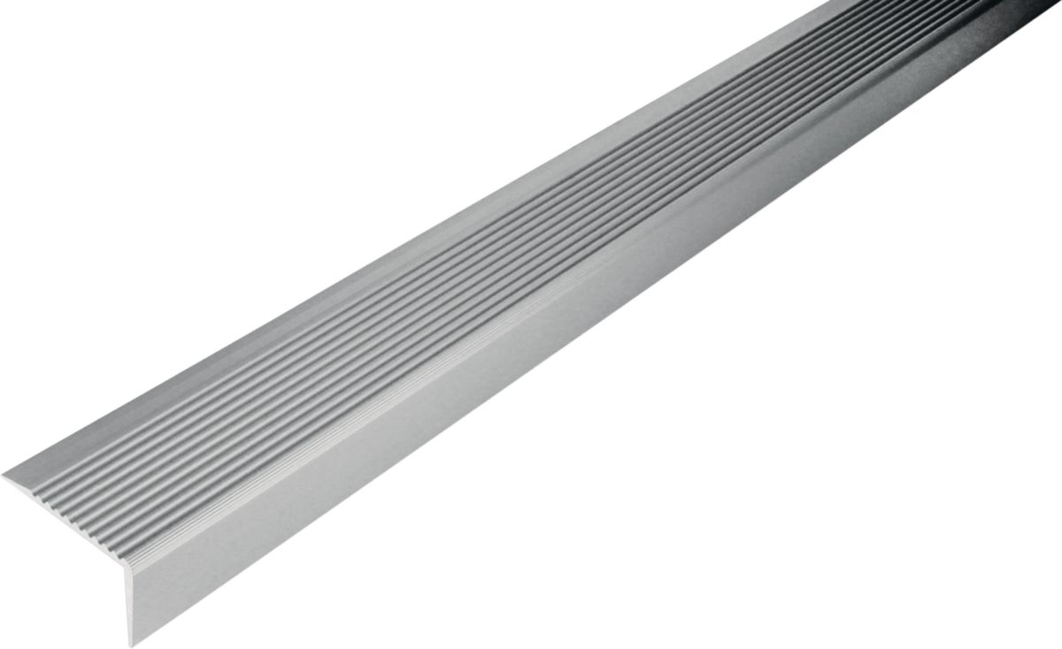 Profilé nez de marche antidérapant Protect - aluminium anodisé argent - 20x40 mm - L. 2,7 m