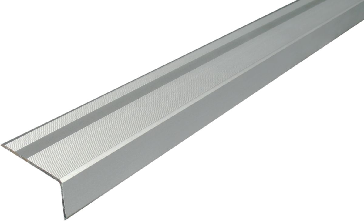 Profilé nez de marche antidérapant Protect - aluminium anodisé argent - 20x40 mm - L. 2,7 m