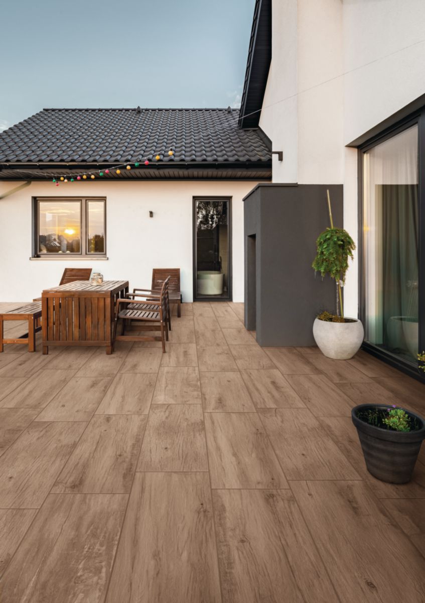 Carrelage sol extérieur Woodmania - grès cérame antidérapant - honey - 40x120 cm - ép. 20 mm