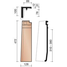 Demi-tuile de rive à rabat gauche Actua/Actua Duplex terre cuite brun 472x128x100 mm