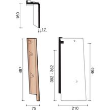 Tuile de rive individuelle verticale droite Kanal 10 terre cuite nuagé 487x75x160 mm