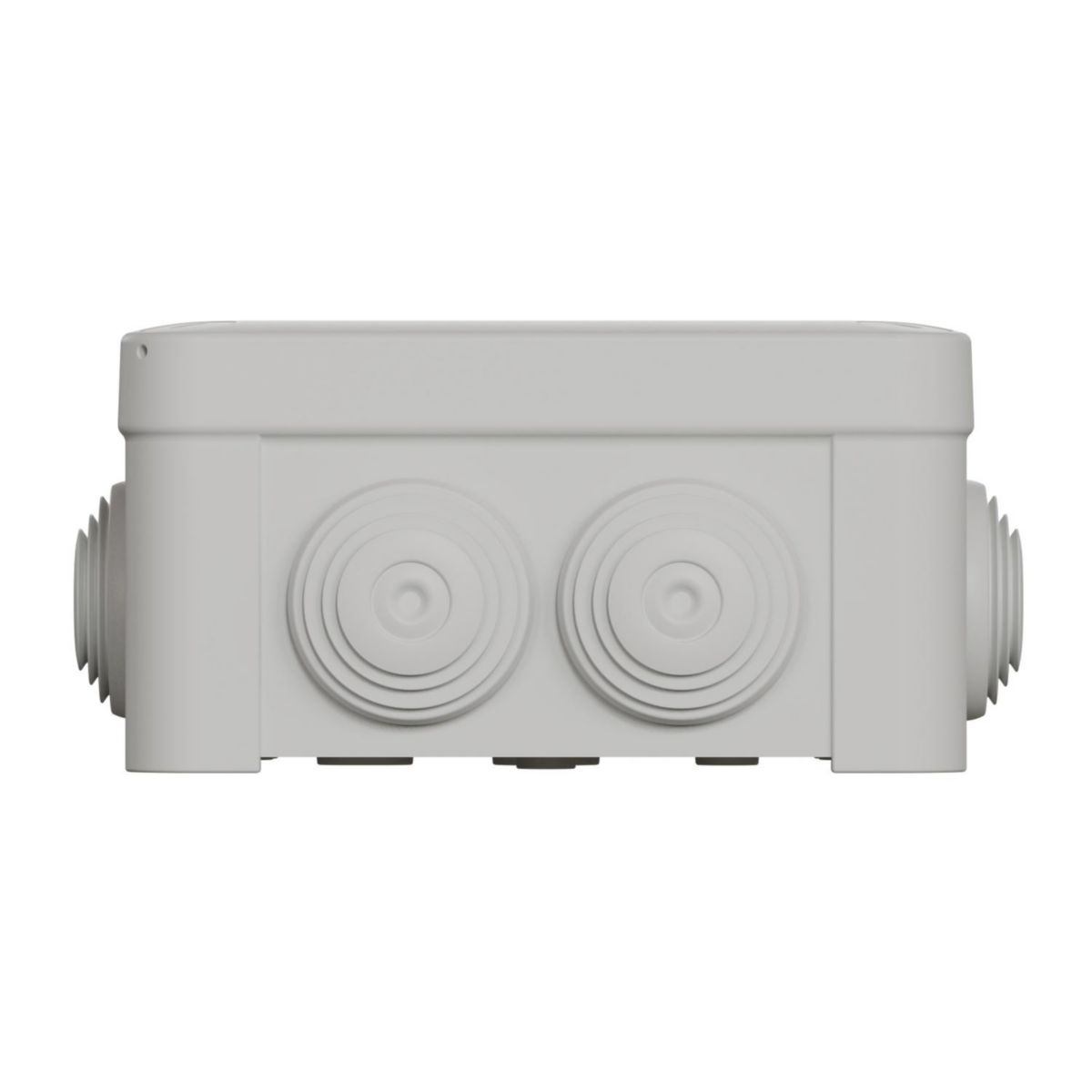 Boite de dérivation Mureva 7 entrées - plastique gris - IP55 - 105x105x55 mm - avec embouts