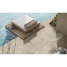 Carrelage de sol extérieur Lavaredo 2 - grès cérame - beige HLA 201 - 60x60 cm - ép. 20 mm