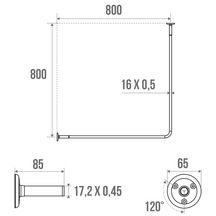 Porte-rideau d'angle 80 X 80 cm D 16 mm réf. 004113