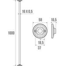 Porte-rideau droit longueur 100 cm diamètre 16 mm réf. 004013