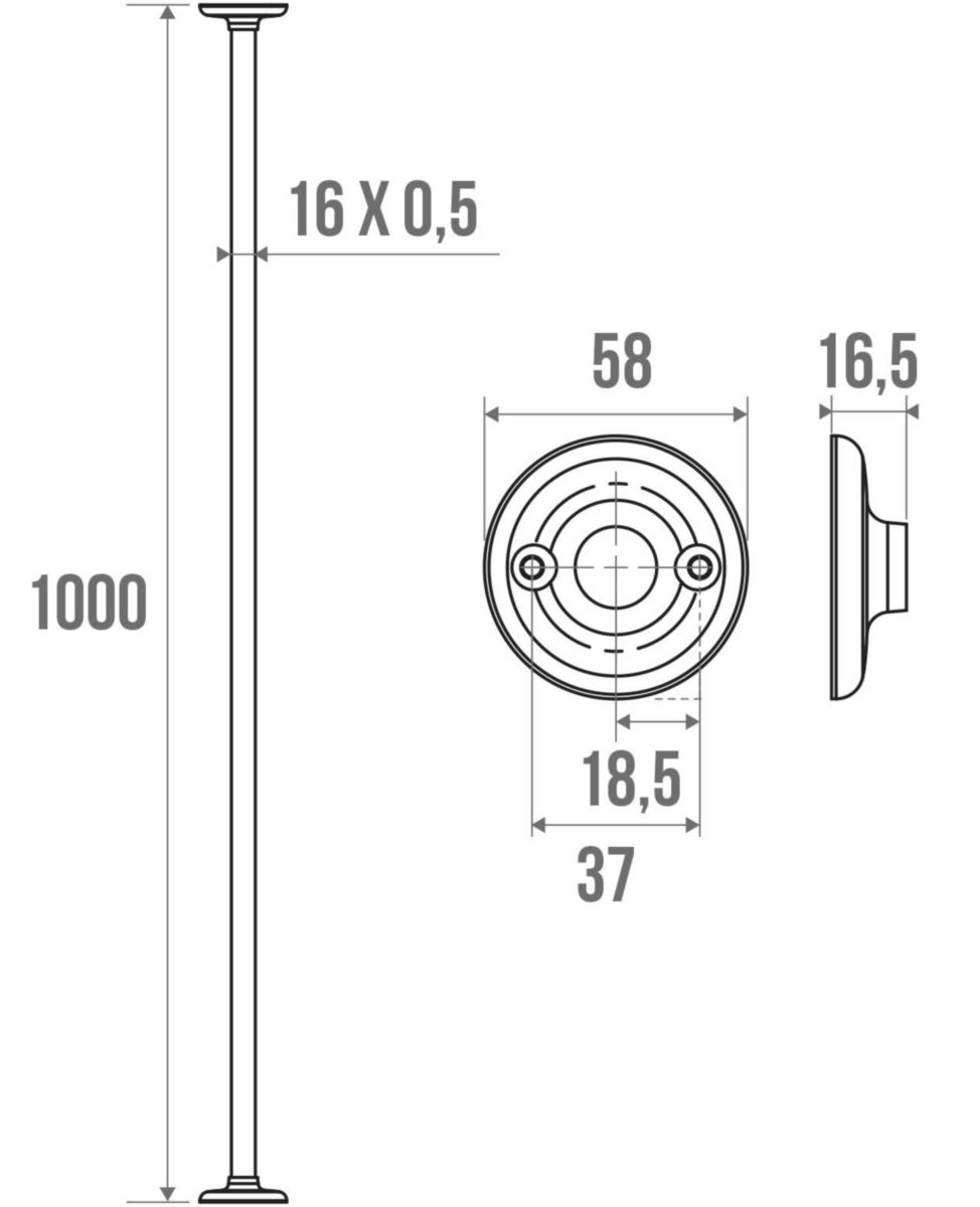 Porte-rideau droit longueur 100 cm diamètre 16 mm réf. 004013