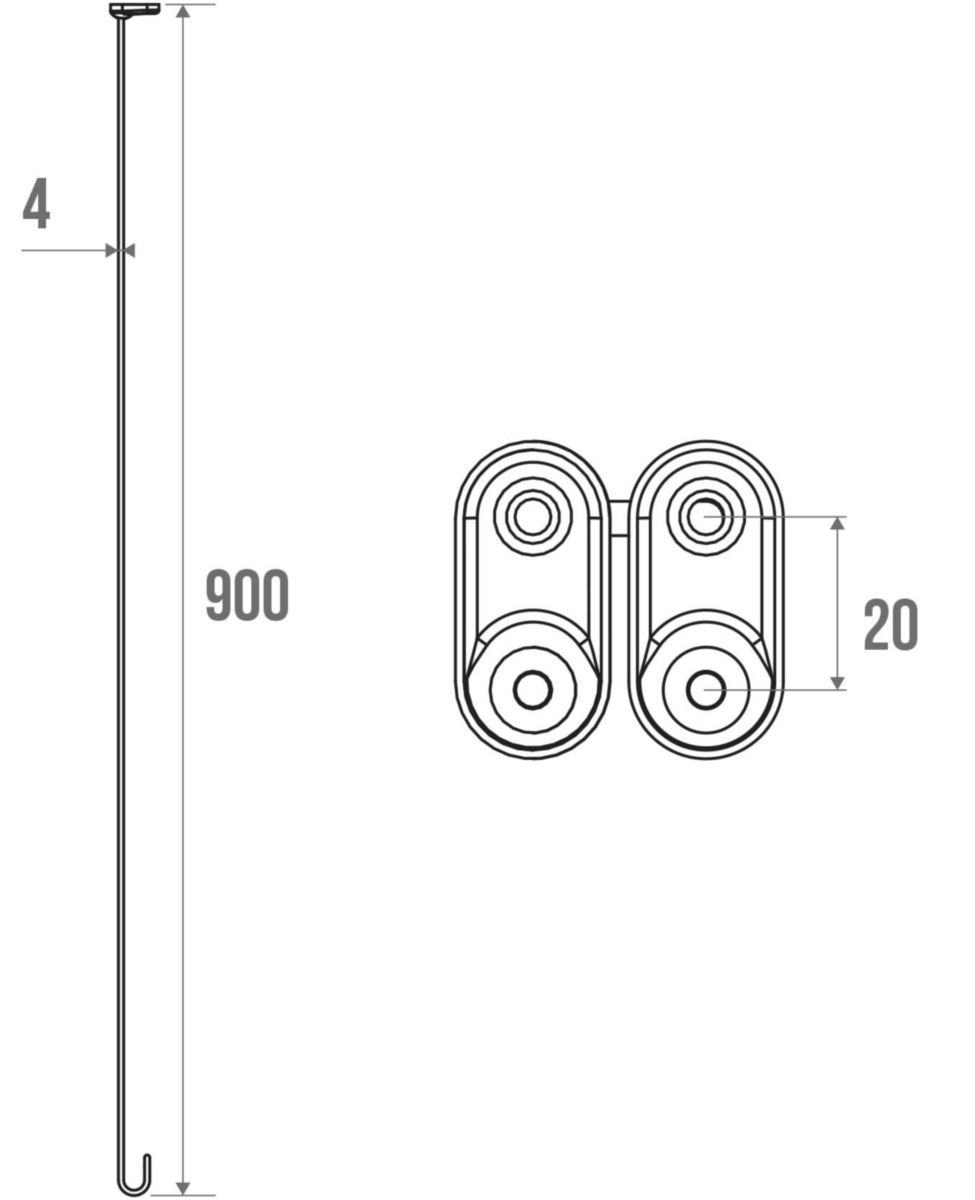 Tendeur plafond porte-rideau raccourcissable double tige diamètre 20 réf. 004802