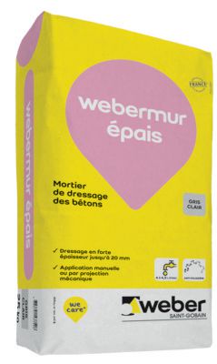 Mortier de ragréage webermur épais (ex Ravamass et Rekal) pour ép. 5 à 20 mm - sac de 25 kg