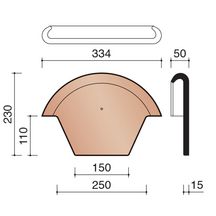 Fronton pour faîtière demi-ronde 230mm anthracite pour Plate 301, Plate 303, galbée 401, Vieille Panne 451, Tempête 993 et Tempête 44 KOR P0001240