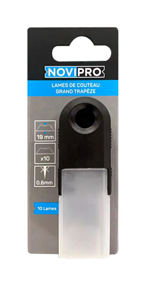 Lame Novipro grand trapèze - noir/gris métal 22mm - distributeur de 10