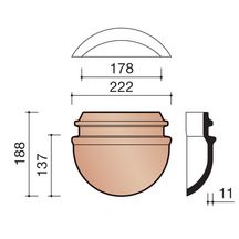 About d'arêtier demi-rond emboîtement 190mm lustré pour Plate 301, galbée 401, Vieille Panne 451, Tempête 993 et Tempête 44 KOR P0003110